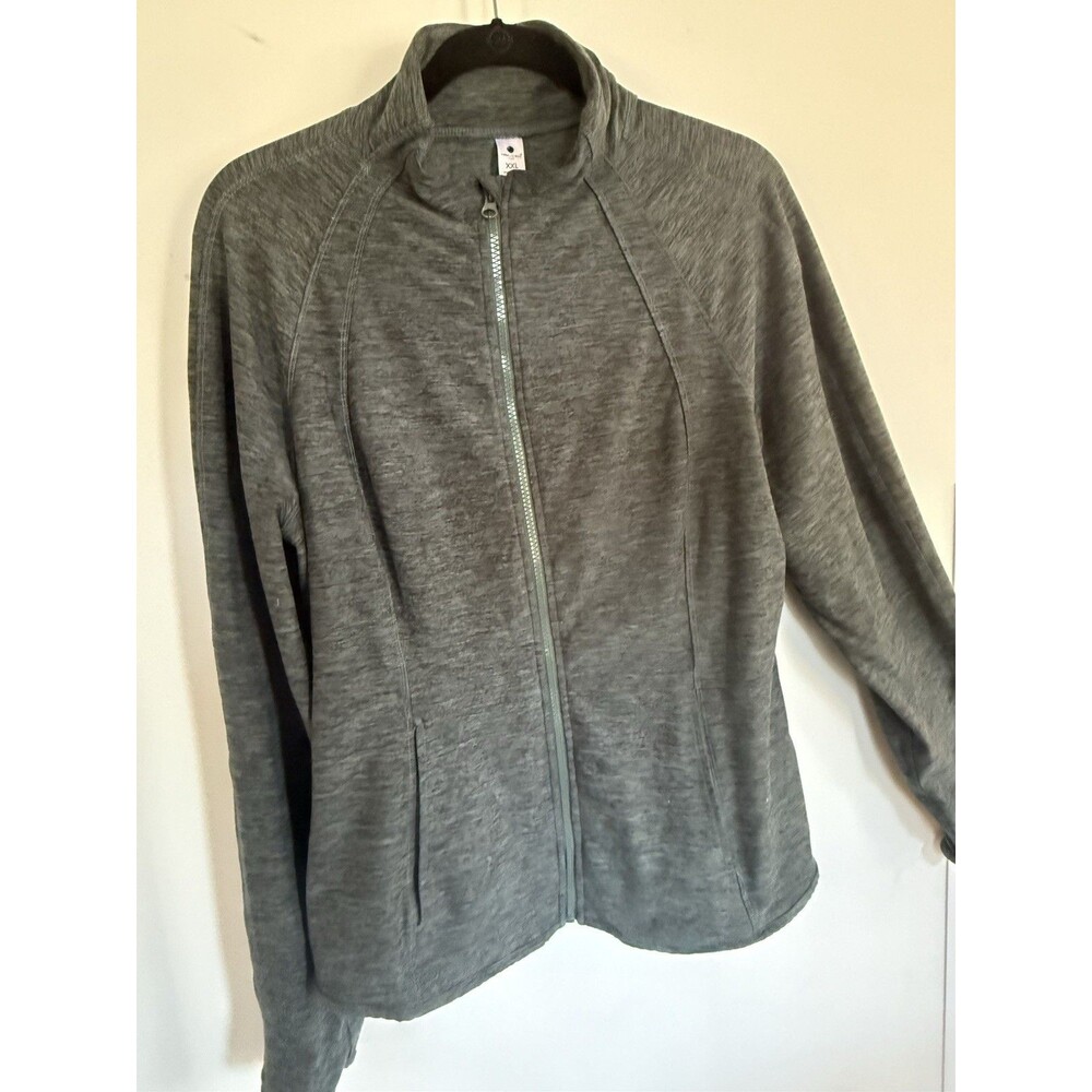 Yogalicious Athletic Jacket Women's XXL Green Full Zip Long Sleeve Mock Neck - Picture 2 of 10